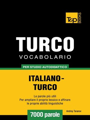 cover image of Vocabolario Italiano-Turco per studio autodidattico